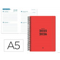 AGENDA ESCOLAR LIDERPAPEL 25-26 ESPIRAL BASIC ROJO 2 DIAS PAGINA A5 BILINGE PAPEL FSC 70 GR