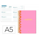 AGENDA ESCOLAR LIDERPAPEL 25-26 ESPIRAL CLASSIC ROSA SEMANA VISTA A5 BILINGE PAPELFSC 70 GR