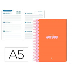 AGENDA ESCOLAR LIDERPAPEL 25-26 ESPIRAL CLASSIC NARANJA SEMANA VISTA A5 BILINGE PAPELFSC 70 GR