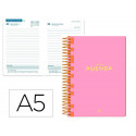 AGENDA ESCOLAR LIDERPAPEL 25-26 ESPIRAL CLASSIC ROSA DIAPAGINA A5 BILINGE PAPEL FSC 70 GR