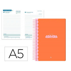 AGENDA ESCOLAR LIDERPAPEL 25-26 ESPIRAL CLASSIC NARANJA DIA PAGINA A5 BILINGE PAPEL FSC 70 GR