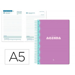 AGENDA ESCOLAR LIDERPAPEL 25-26 ESPIRAL CLASSIC MORADO DIA PAGINA A5 BILINGE PAPEL FSC 70 GR