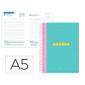 AGENDA ESCOLAR LIDERPAPEL 25-26 ESPIRAL CLASSIC AZUL TURQUESA DIA PAGINA A5 BILINGE PAPEL FSC 70 GR