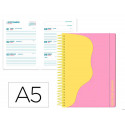 AGENDA ESCOLAR LIDERPAPEL 25-26 ESPIRAL WAVES ROSA SEMANA VISTA A5 BILINGE PAPELFSC 80 GR