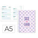 AGENDA ESCOLAR LIDERPAPEL 25-26 ESPIRAL PETITE CORAZONES SEMANA VISTA A5 BILINGE PAPEL FSC 80 GR