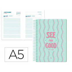 AGENDA ESCOLAR LIDERPAPEL 25-26 ESPIRAL PETITE LINEAS DIA PAGINA A5 BILINGE PAPEL FSC 80 GR
