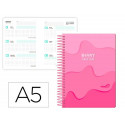 AGENDA ESCOLAR LIDERPAPEL 25-26 ESPIRAL MELTING ROSA SEMANA VISTA A5 BILINGE PAPELFSC 80 GR