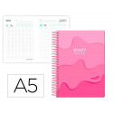AGENDA ESCOLAR LIDERPAPEL 25-26 ESPIRAL MELTING ROSA DIA PAGINA A5 BILINGE PAPEL FSC 80 GR
