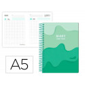 AGENDA ESCOLAR LIDERPAPEL 25-26 ESPIRAL MELTING VERDE DIA PAGINA A5 BILINGE PAPEL FSC 80 GR