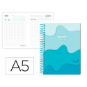 AGENDA ESCOLAR LIDERPAPEL 25-26 ESPIRAL MELTING AZUL DIA PAGINA A5 BILINGE PAPEL FSC 80 GR