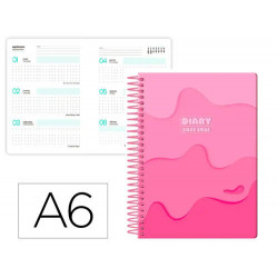 AGENDA ESCOLAR LIDERPAPEL 25-26 ESPIRAL MELTING ROSA SEMANA VISTA A6 BILINGE PAPELFSC 80 GR