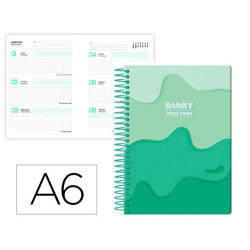 AGENDA ESCOLAR LIDERPAPEL 25-26 ESPIRAL MELTING VERDE SEMANA VISTA A6 BILINGE PAPELFSC 80 GR
