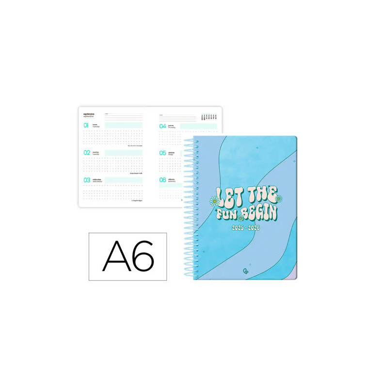 AGENDA ESCOLAR LIDERPAPEL 25-26 ESPIRAL ZANTE DIA PAGINA A6 BILINGE PAPEL FSC 80 GR