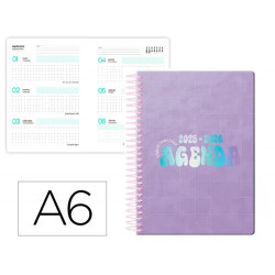 AGENDA ESCOLAR LIDERPAPEL 25-26 ESPIRAL KYMOLOS DIA PAGINA A6 BILINGE PAPEL FSC 80 GR