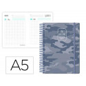 AGENDA ESCOLAR LIDERPAPEL 25-26 ESPIRAL PATTERNS MILITAR GRIS DIA PAGINA A5 BILINGE PAPEL FSC 80 GR