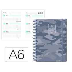 AGENDA ESCOLAR LIDERPAPEL 25-26 ESPIRAL PATTERNS MILITARGRIS SEMANA VISTA A6 BILINGE PAPEL FSC 80 G