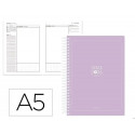 AGENDA ESCOLAR ANTARTIK 25-26 ESPIRAL ESSENTIALS MORADO DIA PAGINA A5 BILINGE PAPEL FSC 80 GR