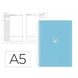 AGENDA ESCOLAR ANTARTIK 25-26 ESPIRAL ESSENTIALS AZUL DIA PAGINA A5 BILINGE PAPEL FSC 80 GR