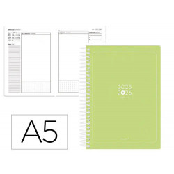 AGENDA ESCOLAR ANTARTIK 25-26 ESPIRAL ESSENTIALS VERDE LIMA DIA PAGINA A5 BILINGE PAPEL FSC 80 GR