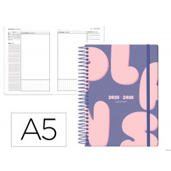 AGENDA ESCOLAR ANTARTIK 25-26 ESPIRAL PLANS MORADO DIA PAGINA A5 BILINGE PAPEL FSC 80 GR