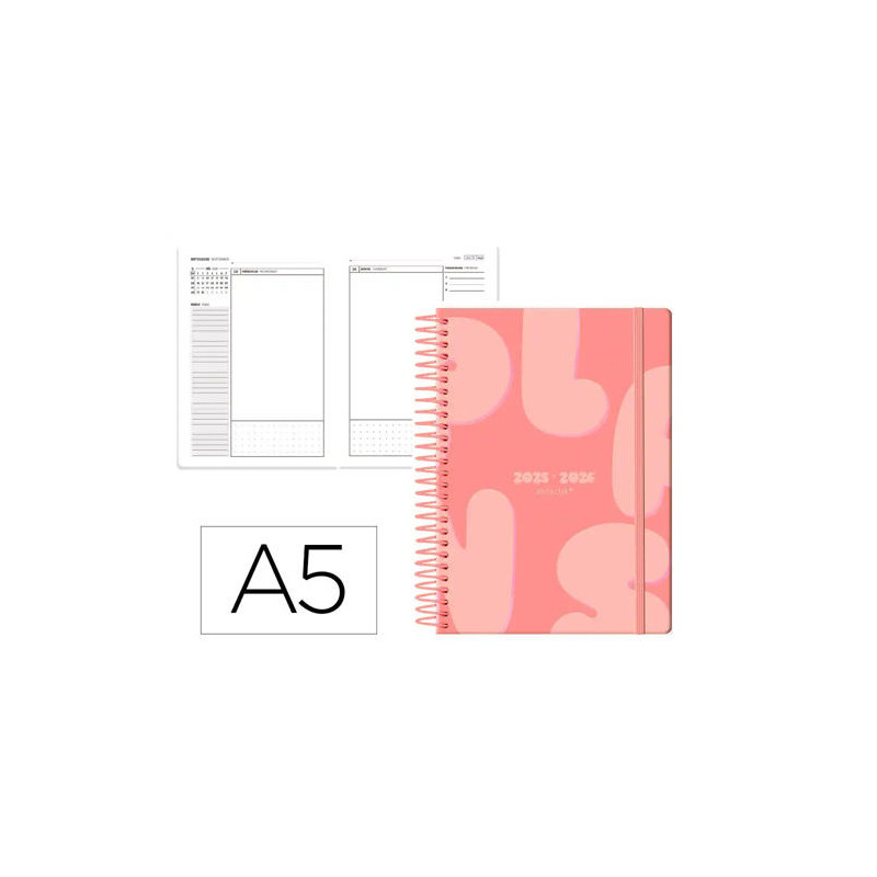 AGENDA ESCOLAR ANTARTIK 25-26 ESPIRAL PLANS NARANJA DIA PAGINA A5 BILINGE PAPEL FSC 80 GR