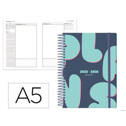 AGENDA ESCOLAR ANTARTIK 25-26 ESPIRAL PLANS AZUL DIA PAGINA A5 BILINGE PAPEL FSC 80 GR