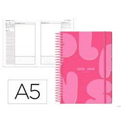 AGENDA ESCOLAR ANTARTIK 25-26 ESPIRAL PLANS ROSA FUCSIA DIA PAGINA A5 BILINGE PAPEL FSC 80 GR