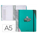 AGENDA ESCOLAR ANTARTIK 25-26 ESPIRAL FUN DAY TURQUESA DIA PAGINA A5 BILINGE PAPEL FSC 80 GR