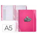 AGENDA ESCOLAR ANTARTIK 25-26 ESPIRAL FUN DAY FUCSIA DIA PAGINA A5 BILINGE PAPEL FSC 80 GR