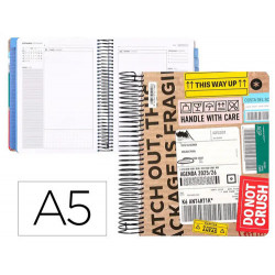 AGENDA ESCOLAR ANTARTIK 25-26 ESPIRAL CARGO DIA PAGINA A5 BILINGE PAPEL FSC 80 GR