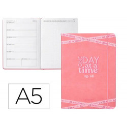 AGENDA ESCOLAR ANTARTIK 25-26 ENCUADERNADA GO! SIMIL PIEL ROSA SEMANA VISTA A5 BILINGE PAPEL FSC 80
