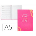 AGENDA ESCOLAR ANTARTIK 25-26 ENCUADERNADA GO! SIMIL PIEL FUCSIA SEMANA VISTA A5 BILINGE PAPEL FSC 