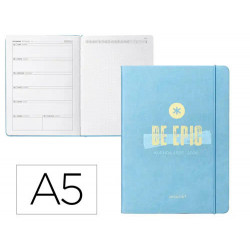 AGENDA ESCOLAR ANTARTIK 25-26 ENCUADERNADA GO! SIMIL PIEL AZUL SEMANA VISTA A5 BILINGE PAPEL FSC 80