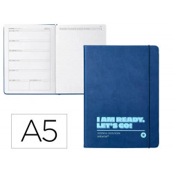AGENDA ESCOLAR ANTARTIK 25-26 ENCUADERNADA GO! SIMIL PIEL AZUL OSCURO SEMANA VISTA A5 BILINGE PAPEL