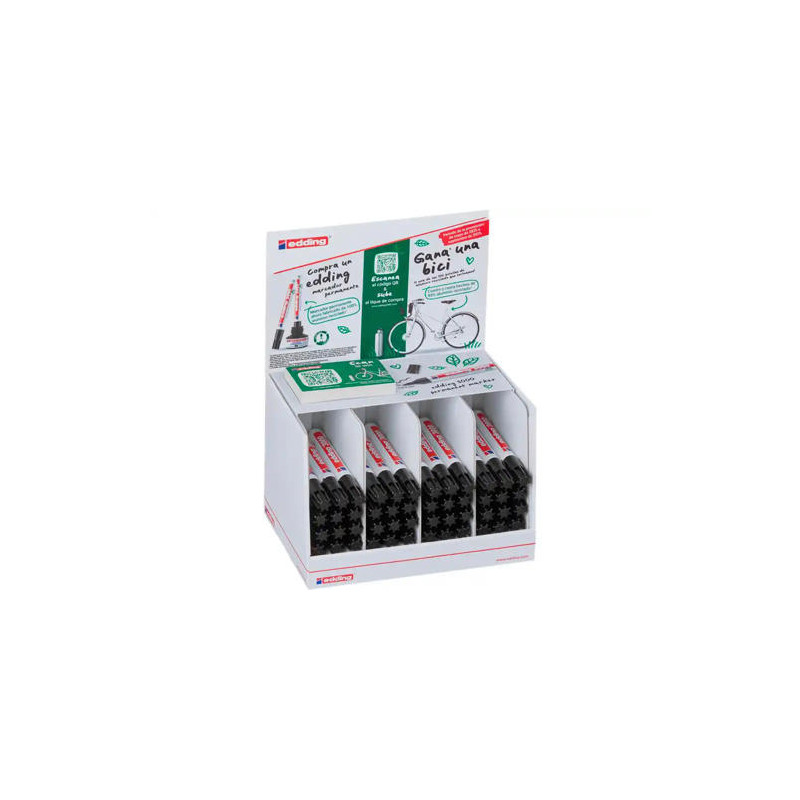 ROTULADOR EDDING MARCADOR PERMANENTE 3000 NEGRO EXPOSITOR DE 48 UNIDADES + 2 BOTELLAS ALUMINIO RECIC