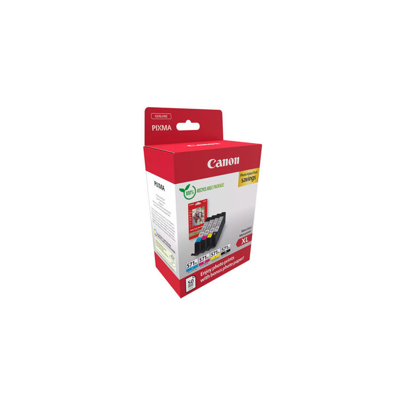 INK-JET CANON CLI-571XL PIXMA MG6852/TS6050/TS8050 MULTIPACK DE 4 UNIDADES NEGRO/AMARILLO/CIAN/MAGEN