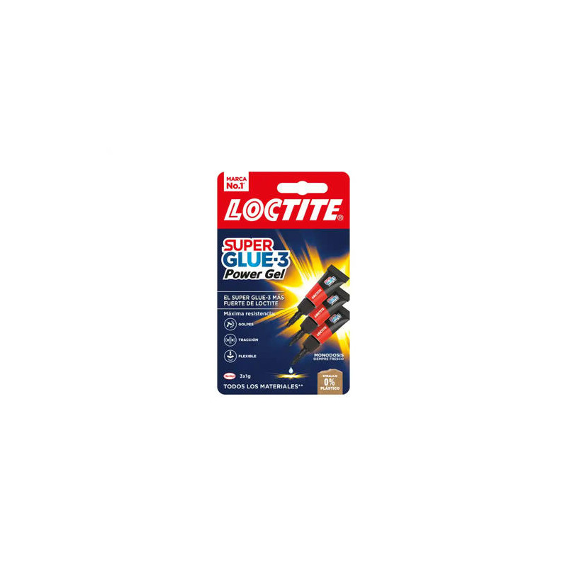 PEGAMENTO LOCTITE SUPER GLUE-3 ADHESIVO INSTANTANEO ORIGINAL POWER GEL 1 GR BLISTER DE 3 UNIDADES