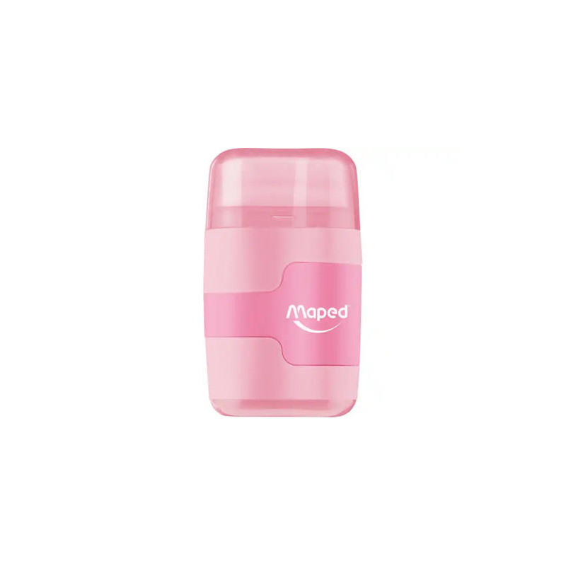 SACAPUNTAS MAPED PLASTICO CONNECT 2 USOS CON GOMA COLORES PASTEL SURTIDOS