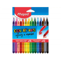 SET ROTULADORES MAPED COLOR PEPJUNGLE 12 COLORES + 15 LAPICES DE COLORES INFINITY SURTIDOS