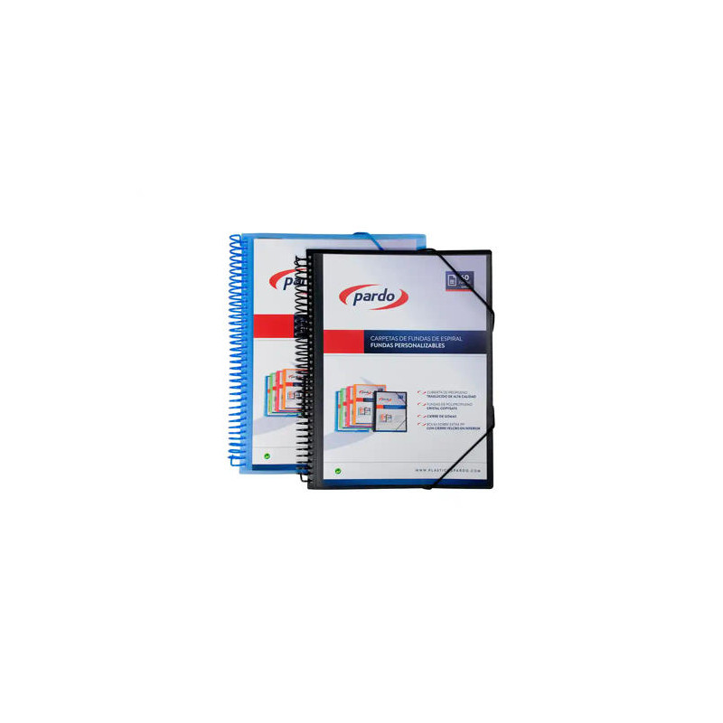 CARPETA PARDO ESCAPARATE POLIPROPILENO ESPIRAL 60 FUNDAS PERSONALIZABLE COLOR NEGRO