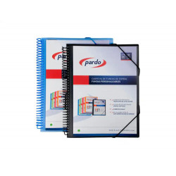 CARPETA PARDO ESCAPARATE POLIPROPILENO ESPIRAL 80 FUNDAS PERSONALIZABLE COLOR AZUL