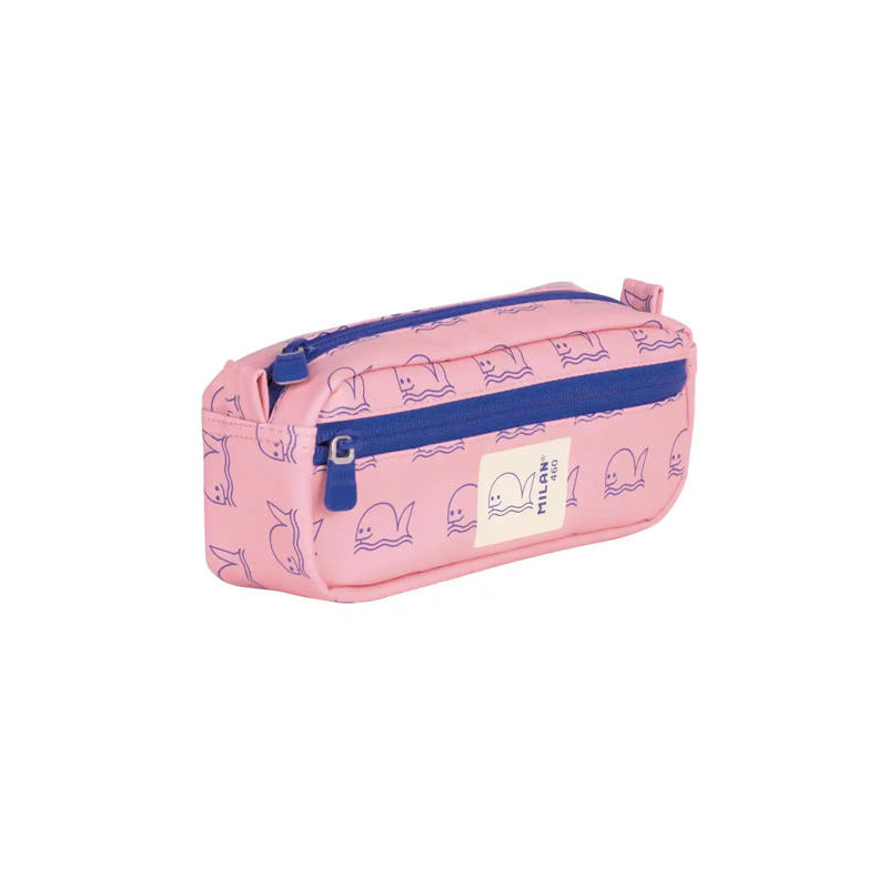 ESTUCHE PORTATODO MILAN RECTANGULAR 2 CREMALLERAS COLECCION 460 SINCE 1918 COLOR ROSA