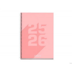 AGENDA ESPIRAL ESCOLAR MIQUELRIUS BASIC DIN A5 SEMANA VISTA 25-26 TAPA CARTON FORRADO ROSA