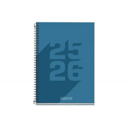 AGENDA ESPIRAL ESCOLAR MIQUELRIUS BASIC DIN A5 DIA PAGINA 25-26 TAPA CARTON FORRADO AZUL MARINO