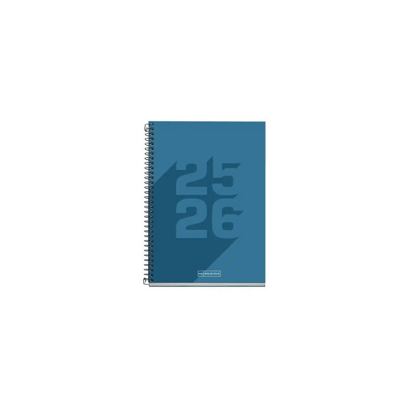 AGENDA ESPIRAL ESCOLAR MIQUELRIUS BASIC DIN A5 DIA PAGINA 25-26 TAPA CARTON FORRADO AZUL MARINO