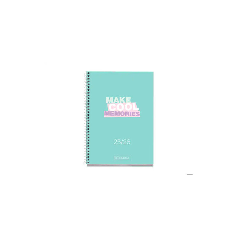 AGENDA ESPIRAL ESCOLAR MIQUELRIUS ACTIVA OCTAVO SEMANA VISTA 25-26 TAPA CARTON FORRADO VERDE