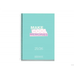 AGENDA ESPIRAL ESCOLAR MIQUELRIUS ACTIVA OCTAVO DIA PAGINA 25-26 TAPA CARTON FORRADO VERDE