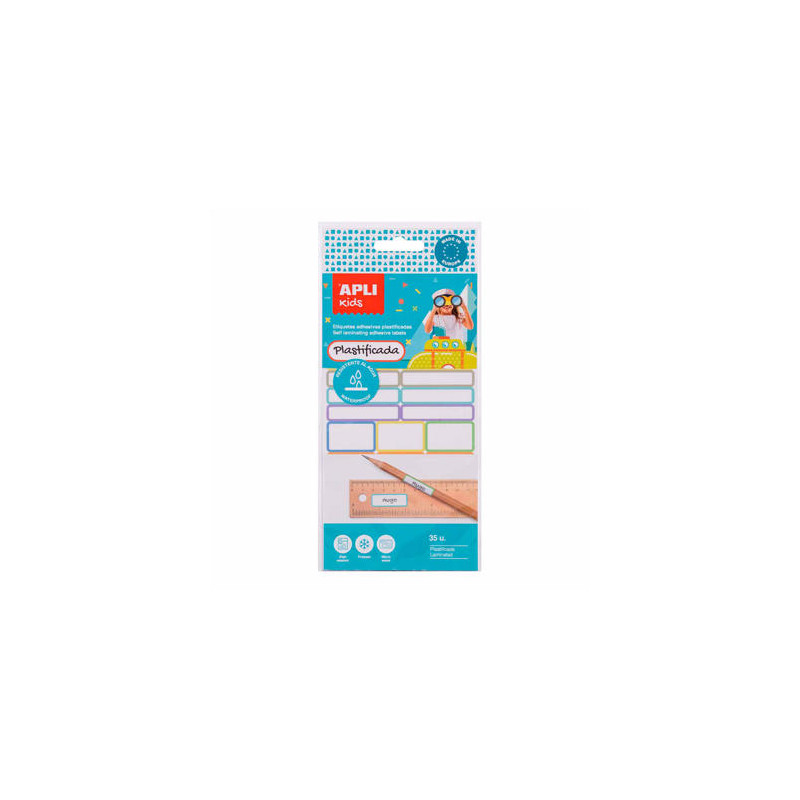 ETIQUETA APLI KIDS PLASTIFICADA BLISTER DE 35 UNIDADES