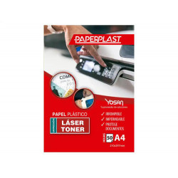 PAPEL PLASTICO YOSAN PAPERPLAST POLIESTER BLANCO BRILLO DIN A4 120 MC IMPRIMIBLE PAQUETE DE 50 HOJAS