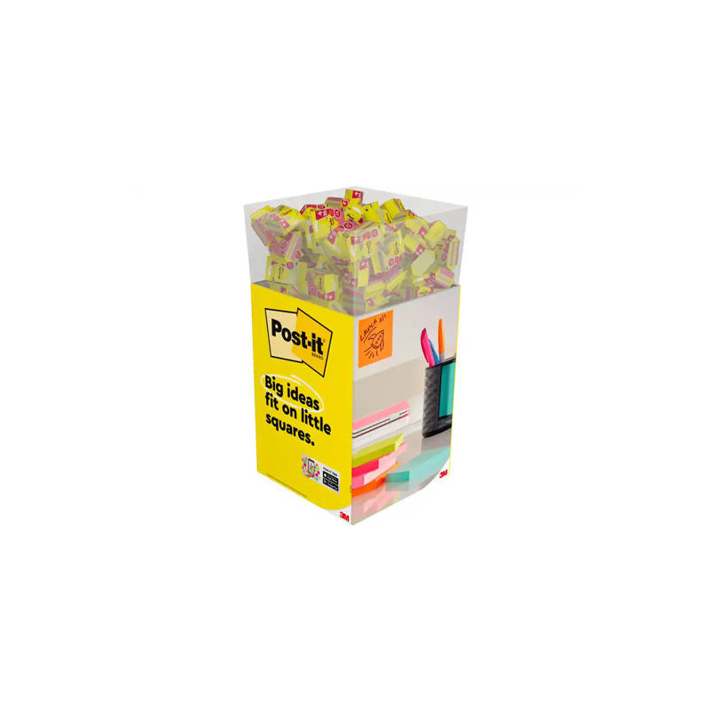 BLOC DE NOTAS ADHESIVAS QUITA Y PON POST-IT CUBO 76X76 MM EXPOSITOR SUELO DE 96 UNIDADES SURTIDAS 40